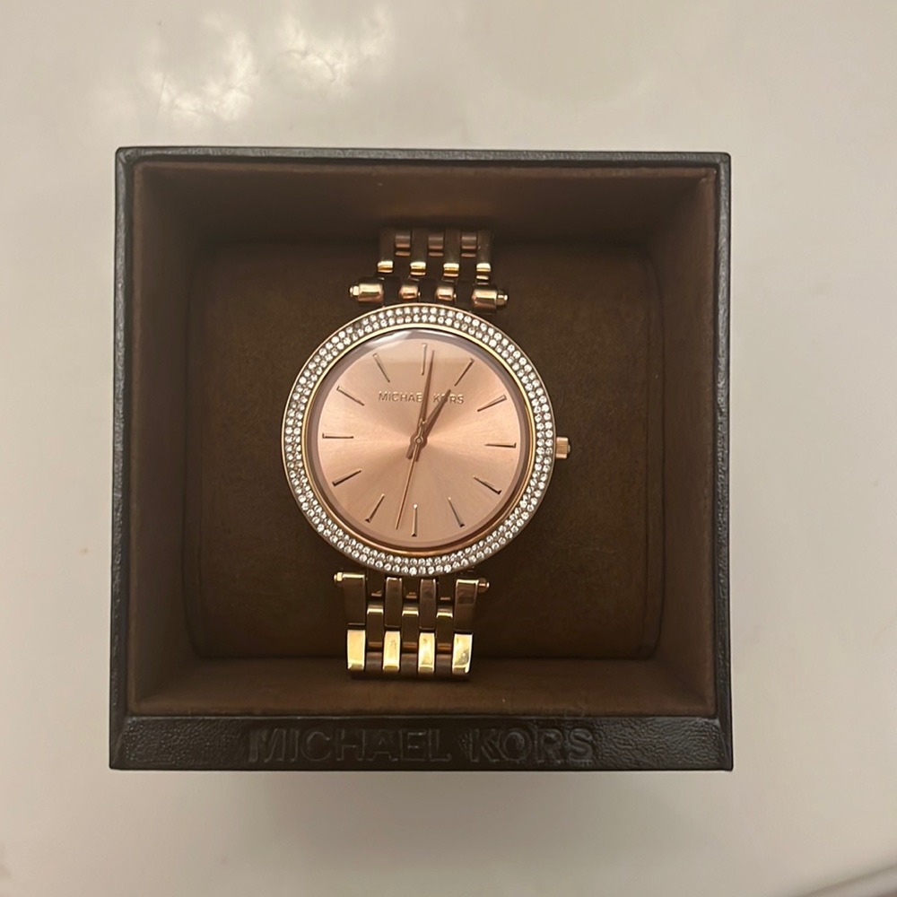 Michael Kors Rose Gold-Tone Glitz Darci Watch
